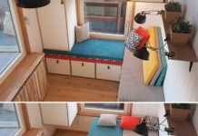 Aménagement modulable tiny house – Lit canapé rangements Aménagement modulable tiny house