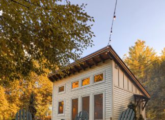 Cette mini maison de 26m2 a deux espaces de couchages Honeycrisp Cottage exterieur